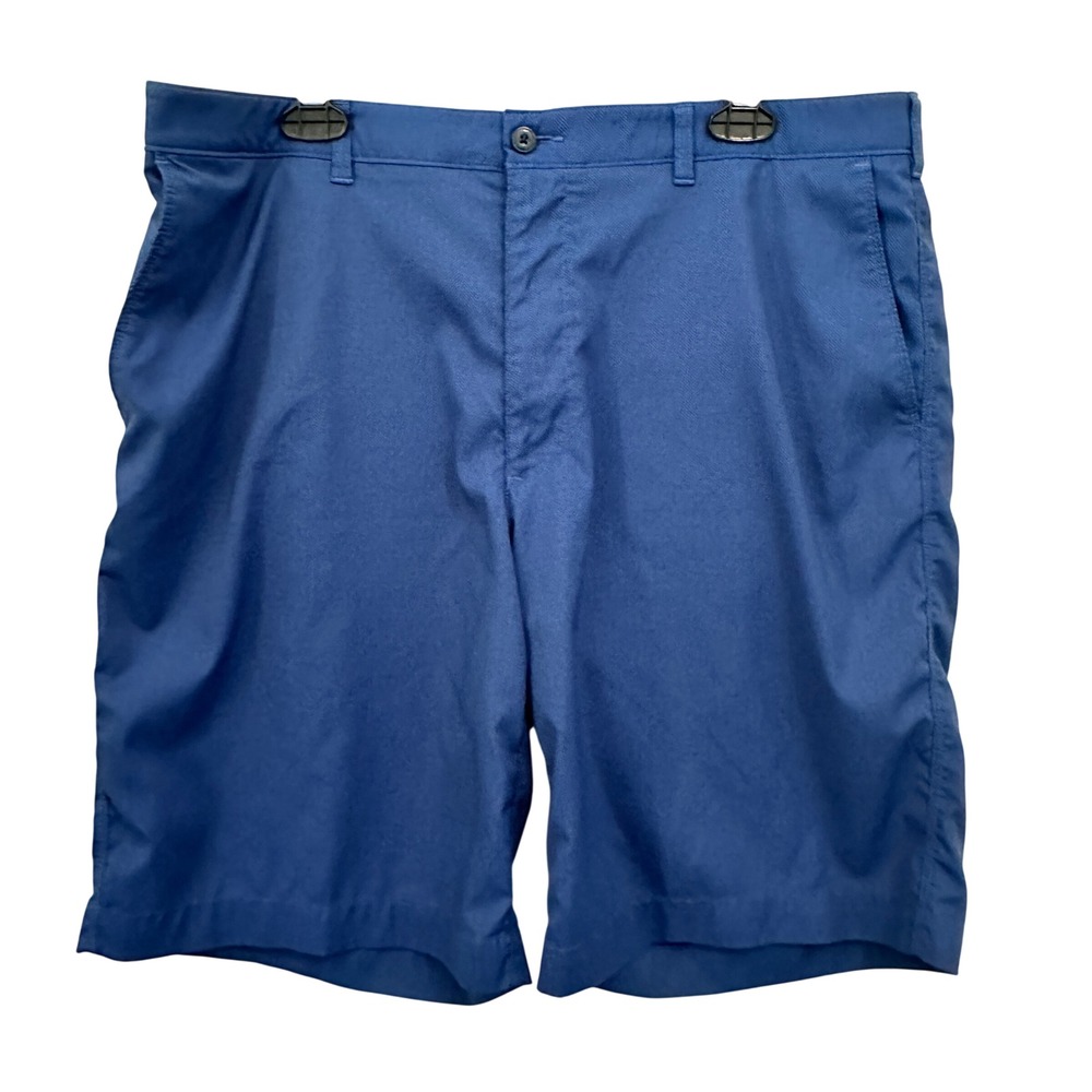 PGA Tour Golf Shorts Blue Herringbone Stretch Flat Front Mens 38 Country Club